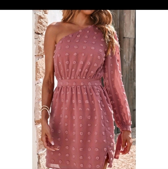 BaeVely Chic One-Shoulder Mauve Dress - Picture 3 of 7